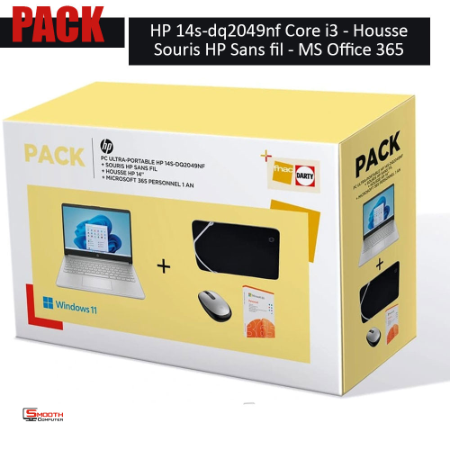 PACK – HP Laptop 14s-dq2049nf 14 Pouces Intel Core i3