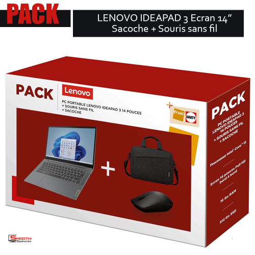 PACK Lenovo IdeaPad 3 14ITL6 + Sacoche LENOVO + Souris Lenovo